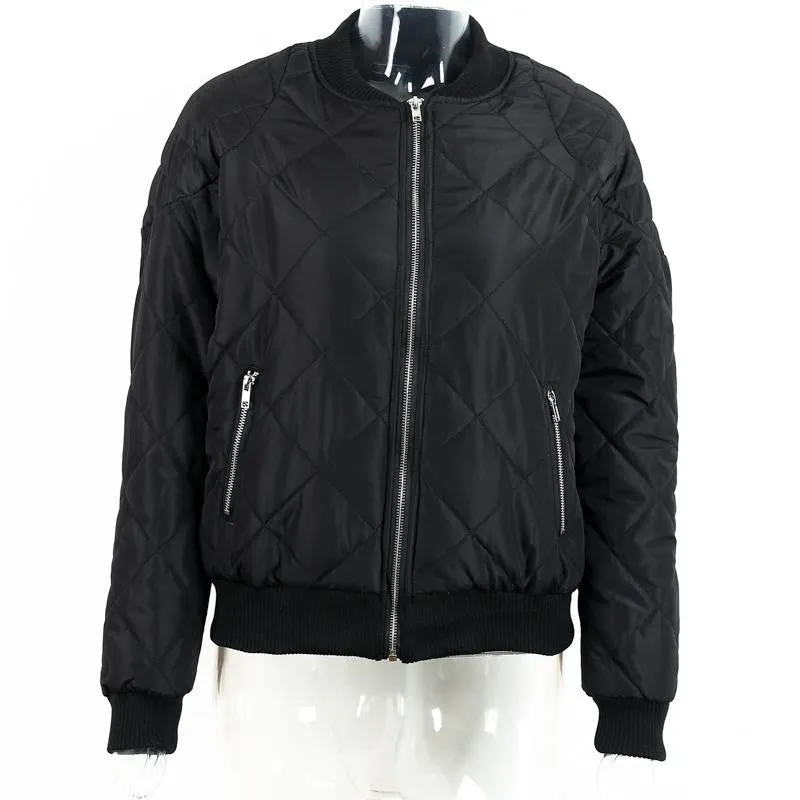 Simplee Apparel Winter pilot basic jacket coat Zipper black bomber jacket women Cool biker outwear short parka veste