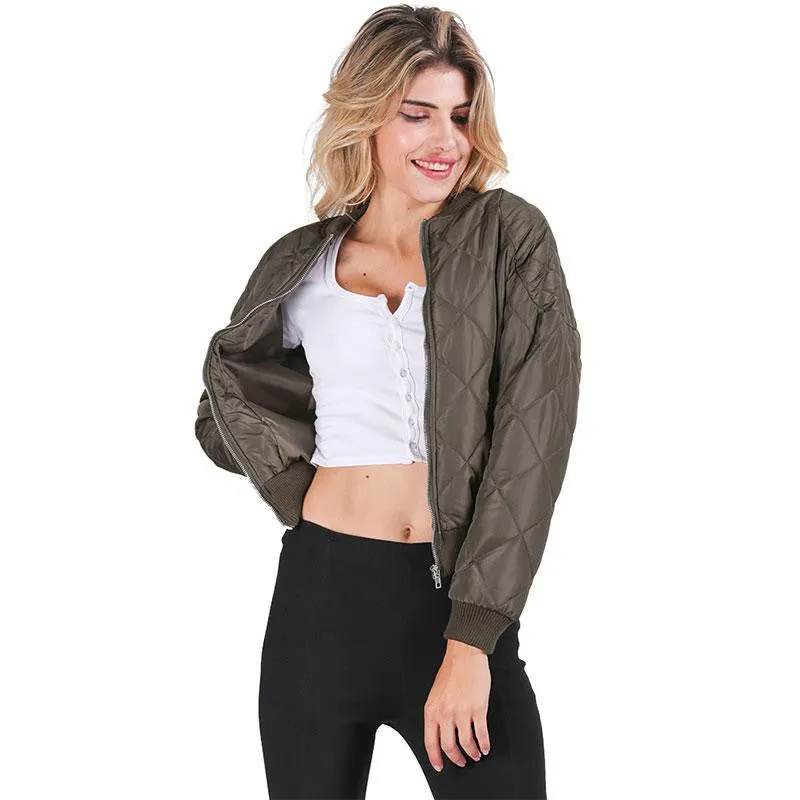 Simplee Apparel Winter pilot basic jacket coat Zipper black bomber jacket women Cool biker outwear short parka veste