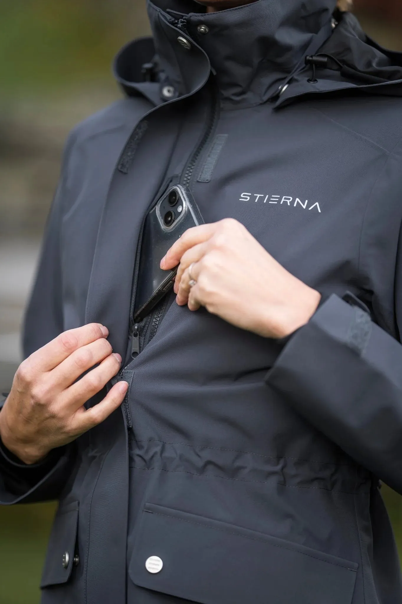 Stierna Cloud Ladies Navy Waterproof Riding Rain Parka Coat