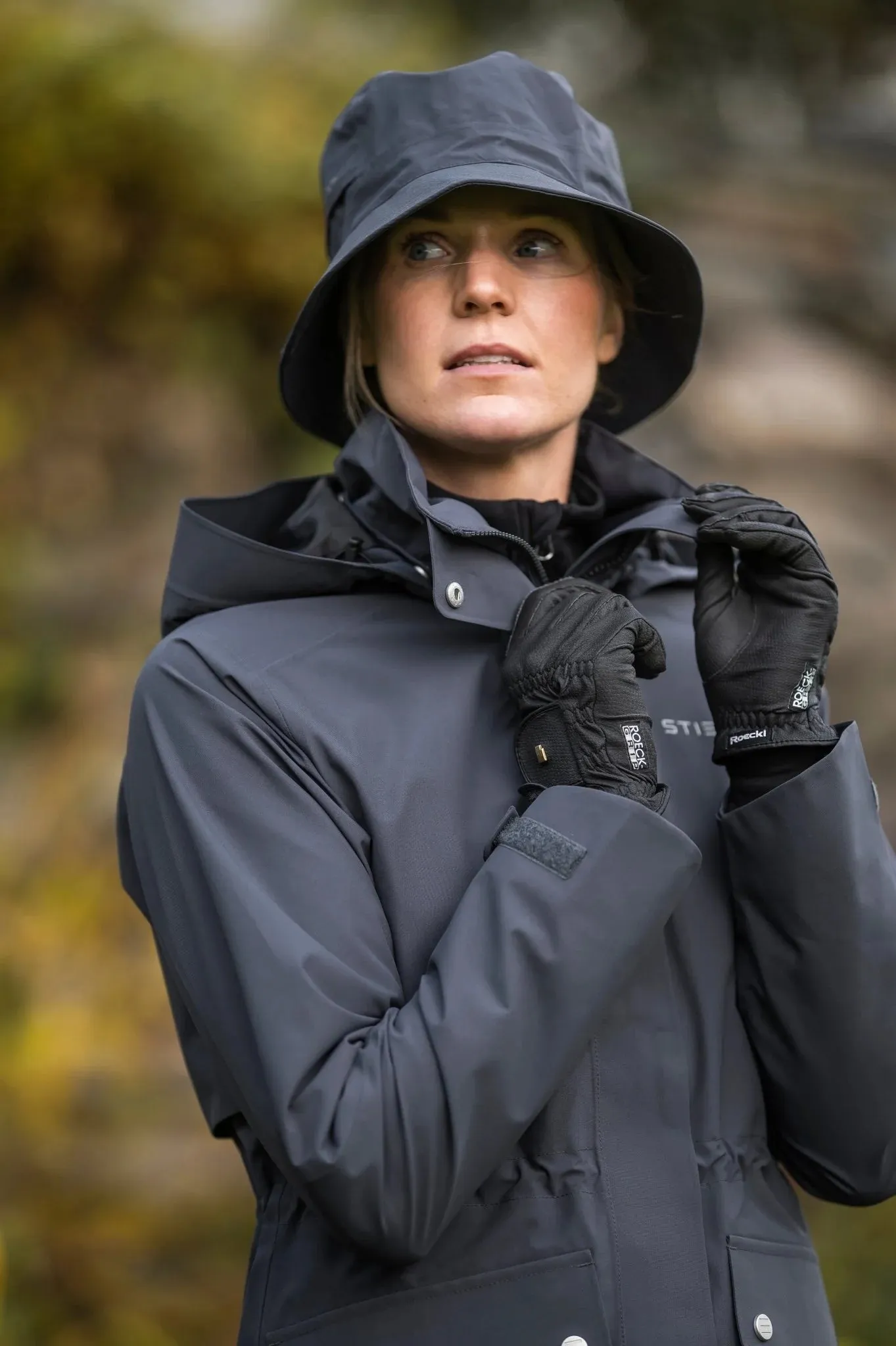 Stierna Cloud Ladies Navy Waterproof Riding Rain Parka Coat
