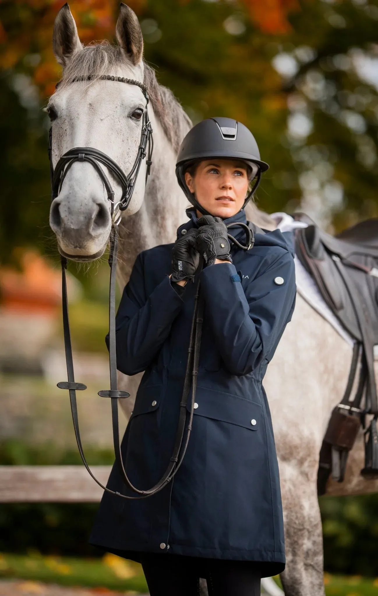 Stierna Cloud Ladies Navy Waterproof Riding Rain Parka Coat