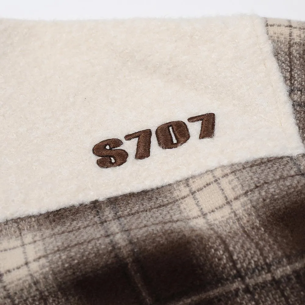 Stitching Contrast Collar Striped Plaid Woolen Jacket European And American Fashion Men's Spring And Autumn Retro Loose Plaid Jacket