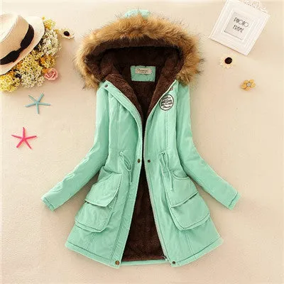 Thickening Warm Fur Collar Winter Coat Women Clothes Lamb Wool Jacket Hooded Parka Army Green Overcoat S-XXXL