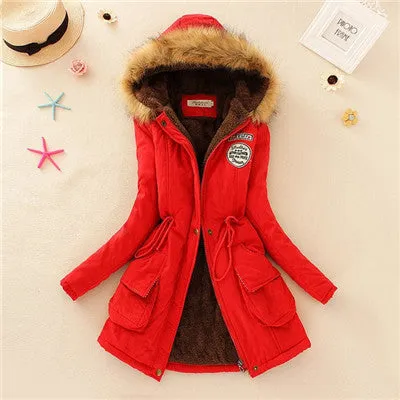 Thickening Warm Fur Collar Winter Coat Women Clothes Lamb Wool Jacket Hooded Parka Army Green Overcoat S-XXXL