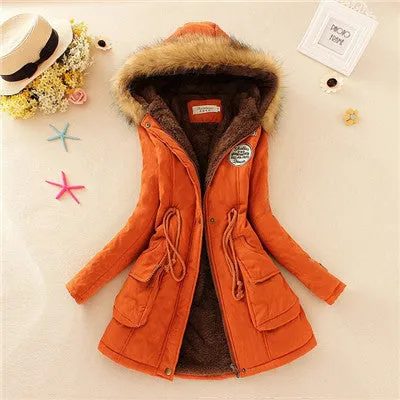 Thickening Warm Fur Collar Winter Coat Women Clothes Lamb Wool Jacket Hooded Parka Army Green Overcoat S-XXXL