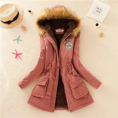 Thickening Warm Fur Collar Winter Coat Women Clothes Lamb Wool Jacket Hooded Parka Army Green Overcoat S-XXXL