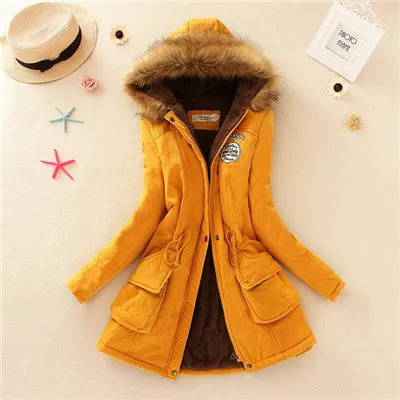 Thickening Warm Fur Collar Winter Coat Women Clothes Lamb Wool Jacket Hooded Parka Army Green Overcoat S-XXXL