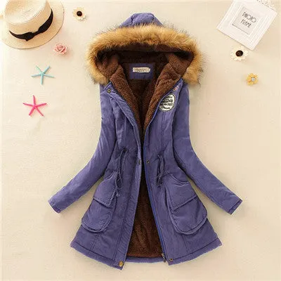 Thickening Warm Fur Collar Winter Coat Women Clothes Lamb Wool Jacket Hooded Parka Army Green Overcoat S-XXXL