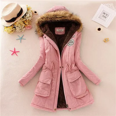 Thickening Warm Fur Collar Winter Coat Women Clothes Lamb Wool Jacket Hooded Parka Army Green Overcoat S-XXXL
