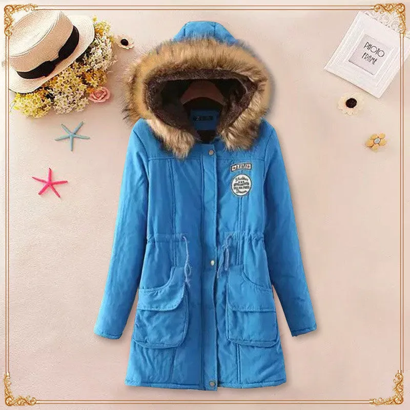 Thickening Warm Fur Collar Winter Coat Women Clothes Lamb Wool Jacket Hooded Parka Army Green Overcoat S-XXXL