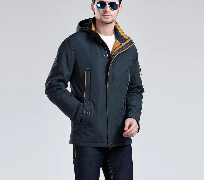 Three Colors Large Size Polyester Thin jacket Men parka Casual Warm Coat 16MC853