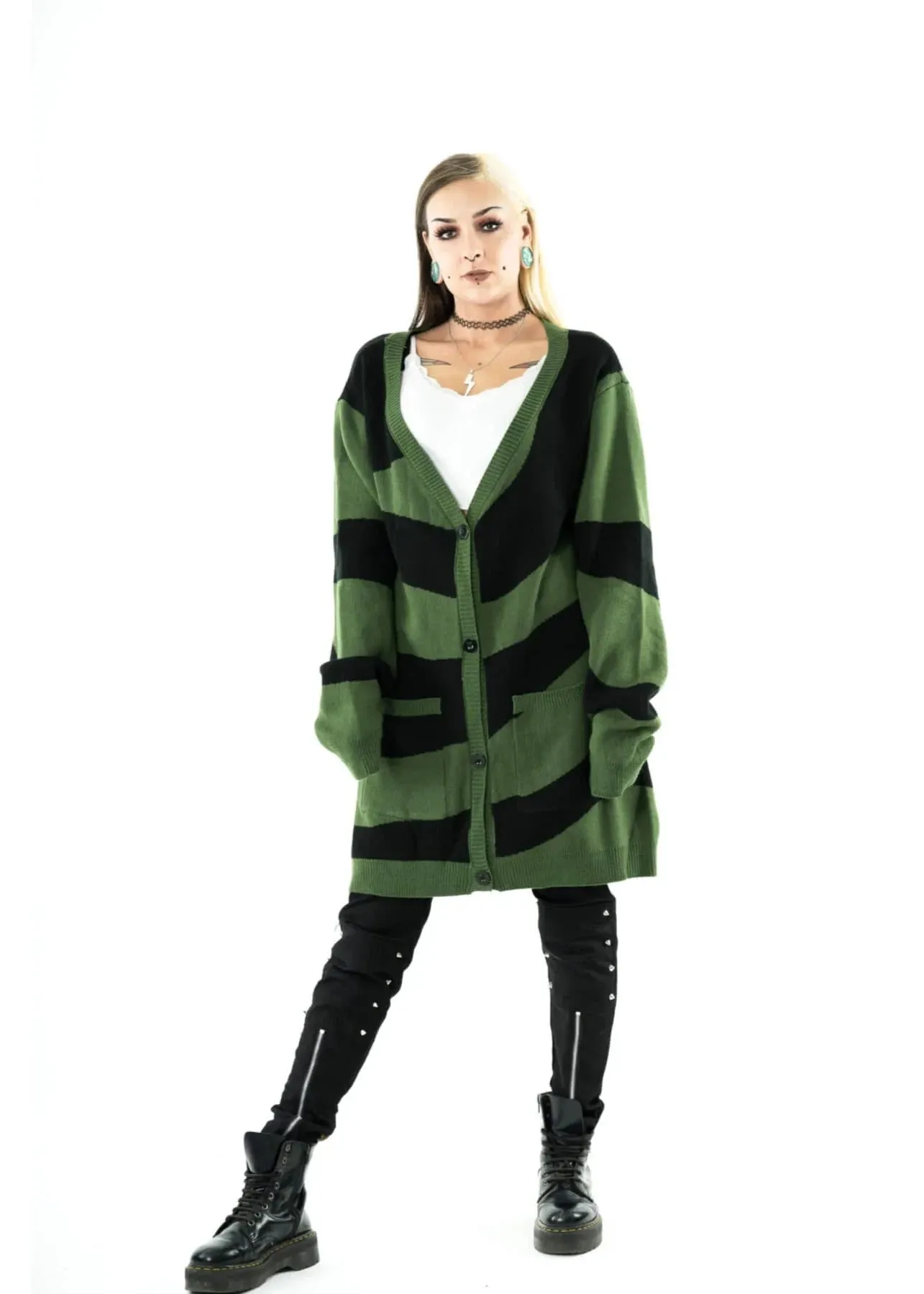 Tidal Cardigan Black Green