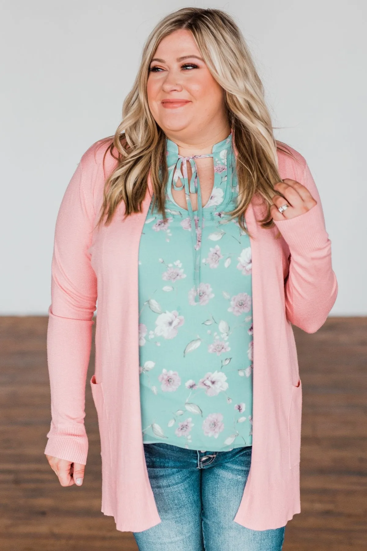 Time To Be Alive Drape Cardigan- Salmon Pink