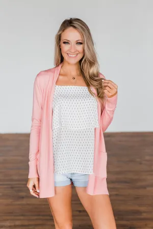 Time To Be Alive Drape Cardigan- Salmon Pink
