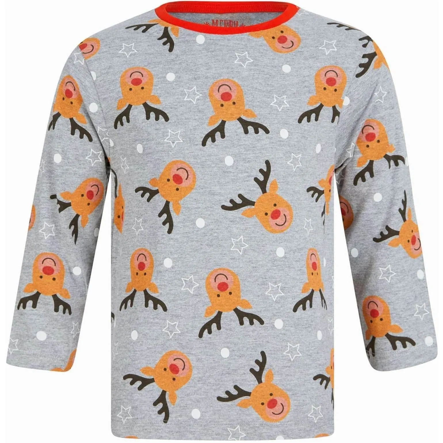 Tokyo Laundry Reindeer Repeat 2 Piece Boys Christmas Pyjama Set - Grey