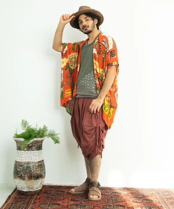 Unisex Ethnic Pattern Sheer KIMONO