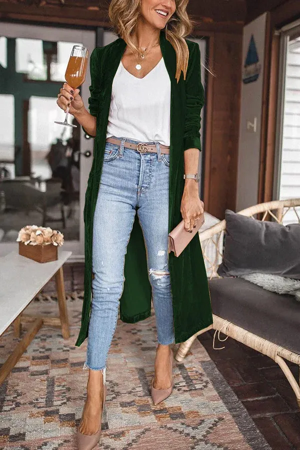 Velvet Long Coats for Women Casual Long Sleeve Loose Autumn Coat 2024 Vintage Kimono Dress Boho Beach Wear Party Capes