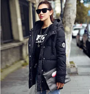 Wadded Jacket Female Women's Winter Jacket Down Cotton Hooded Coat Slim Parkas Ladies Jackets And Coats Plus Size XXL