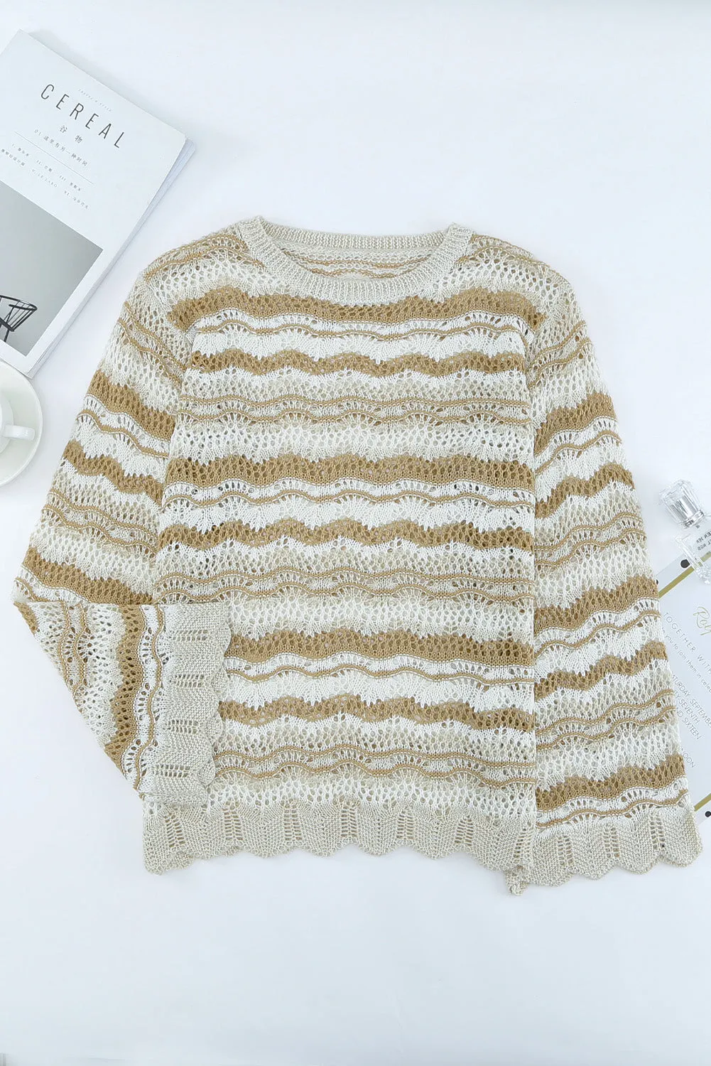 Wavy Stripe Crochet Sweater