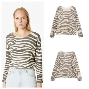 Wholesale Women's Elegant Zebra Long Sleeve Sweaters & Cardigans