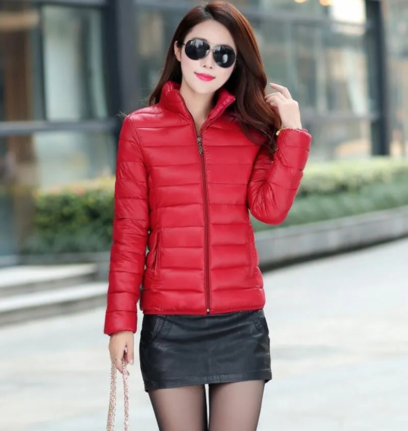 Winter Jacket Coat Women Winter Women Parka Short Slim Thickening Down Cotton-padded Jacket Female Outerwear Black Red