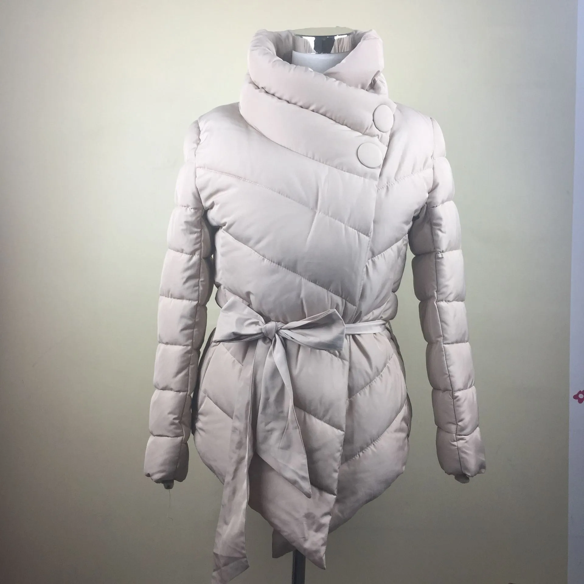 winter jacket women duck down coat 1950s 60s high collar with belt parkas for women winter 3 colors warm outerwear coats