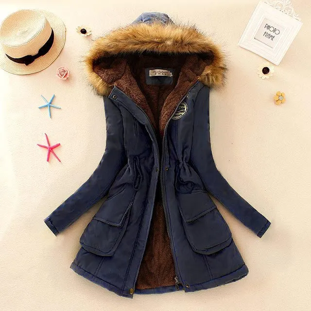 Winter Jacket Women Winter Womens Parka Casual Outwear Military Hooded Coat Fur Coats Manteau Femme Woman Clothes A77