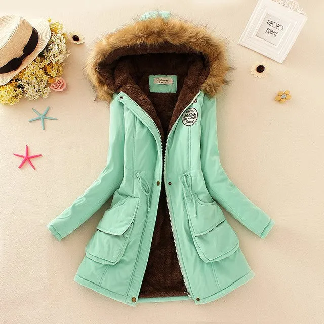 Winter Jacket Women Winter Womens Parka Casual Outwear Military Hooded Coat Fur Coats Manteau Femme Woman Clothes A77