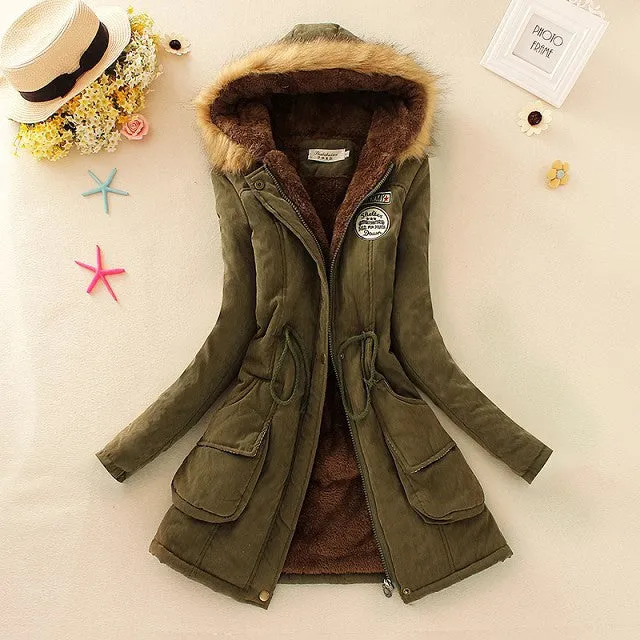 Winter Jacket Women Winter Womens Parka Casual Outwear Military Hooded Coat Fur Coats Manteau Femme Woman Clothes A77