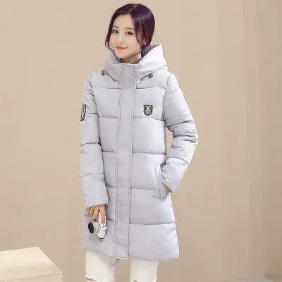 Winter Women's Fashion Down Warm Coats Arrival Fashion Long sleeve Hooded Jackets Slim Style Casual Parka Coat M0510