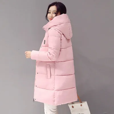 Winter Women's Fashion Down Warm Coats Arrival Fashion Long sleeve Hooded Jackets Slim Style Casual Parka Coat M0510
