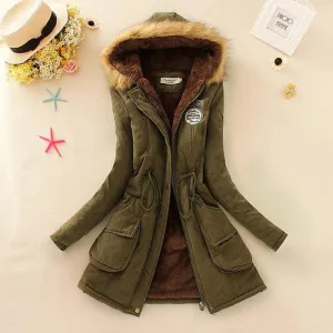 Women Coat Parka Casual Outwear Military Hooded Coat Woman Clothes Fur Coats Jacket Women