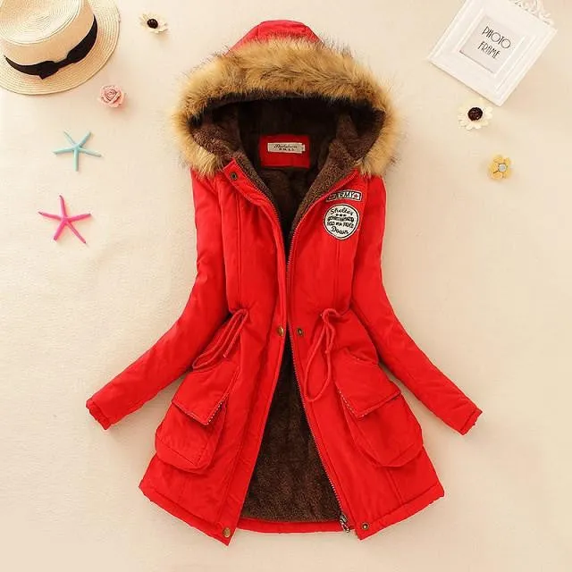 Women Coat Parka Casual Outwear Military Hooded Coat Woman Clothes Fur Coats Jacket Women