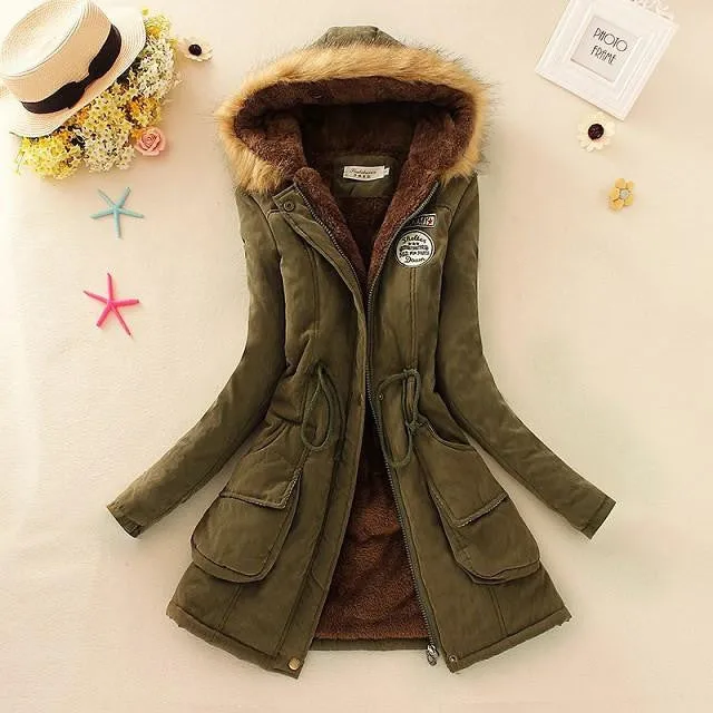 Women Coat Parka Casual Outwear Military Hooded Coat Woman Clothes Fur Coats Jacket Women