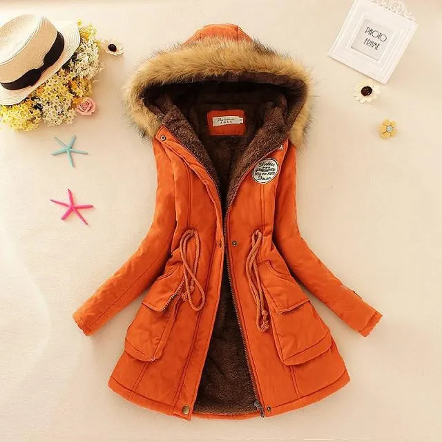 Women Coat Parka Casual Outwear Military Hooded Coat Woman Clothes Fur Coats Jacket Women