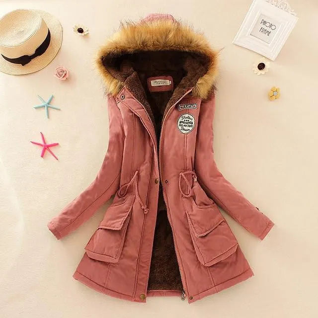 Women Coat Parka Casual Outwear Military Hooded Coat Woman Clothes Fur Coats Jacket Women