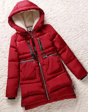 Women parka thick wadded jacket female winter jacket women outerwear slim jackets medium-long down cotton parkas red coats