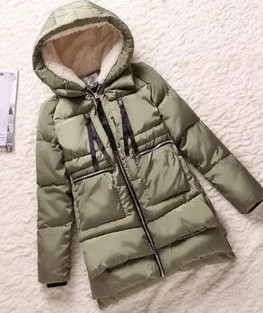 Women parka thick wadded jacket female winter jacket women outerwear slim jackets medium-long down cotton parkas red coats