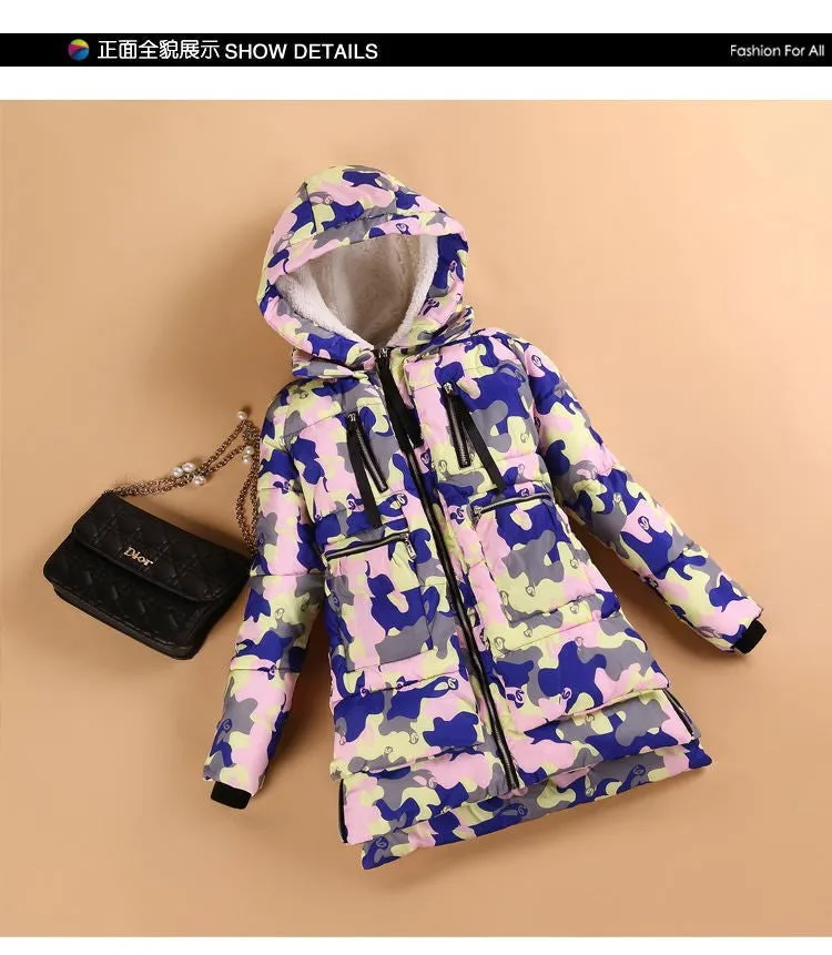 Women parka thick wadded jacket female winter jacket women outerwear slim jackets medium-long down cotton parkas red coats