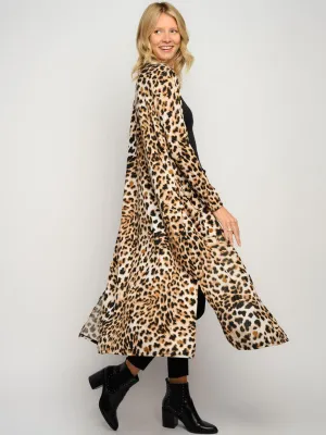 WOMEN'S ANIMAL PRINT LONG SLEEVE POCKETS CARDIGAN