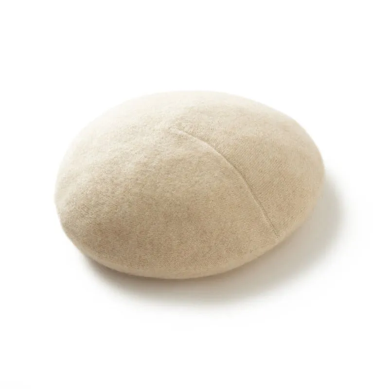 Womens Cashmere Hat Beret Round Knitted Cashmere Beanie