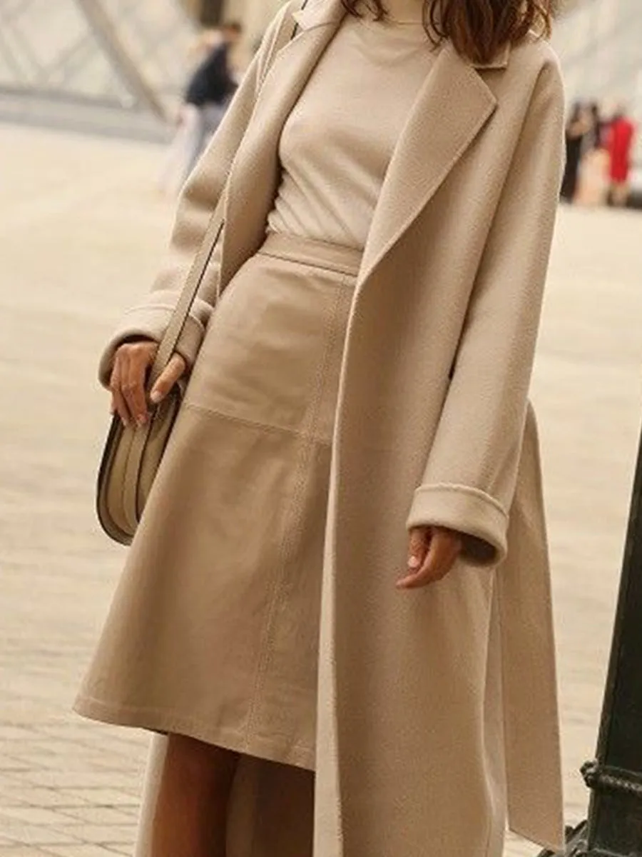 Women'S Fashion Casual Solid Color Woolen Coat