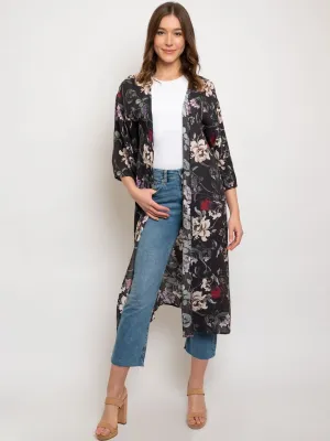 WOMEN'S LONG FLORAL KIMONO