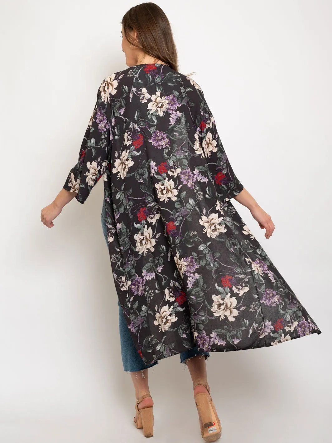 WOMEN'S LONG FLORAL KIMONO