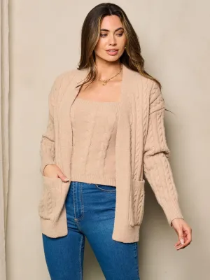 WOMEN'S LONG SLEEVE 2PC. SET TANK TOP & CARDIGAN