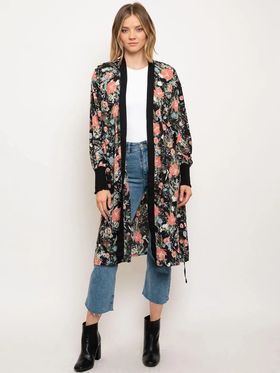 WOMEN'S LONG SLEEVE FLORAL CARDIGAN