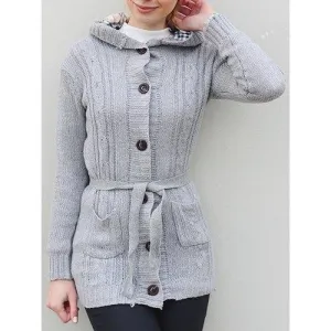 Women's Long Sleeve Hoodie Coat Cardigans trench Sweater - Gray One Size