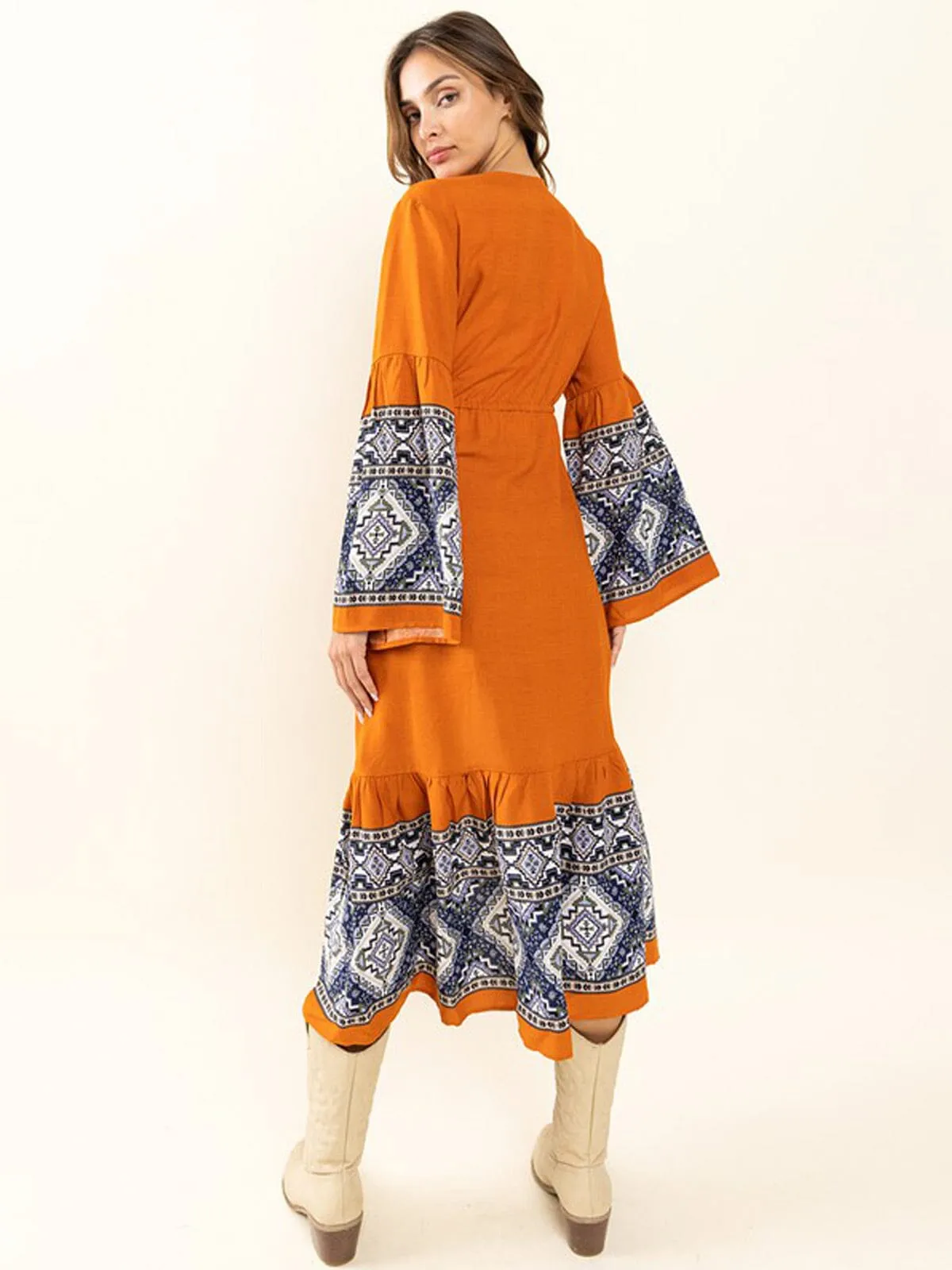 WOMEN'S LONG SLEEVE OPEN FRONT MULTI PRINT KIMONO