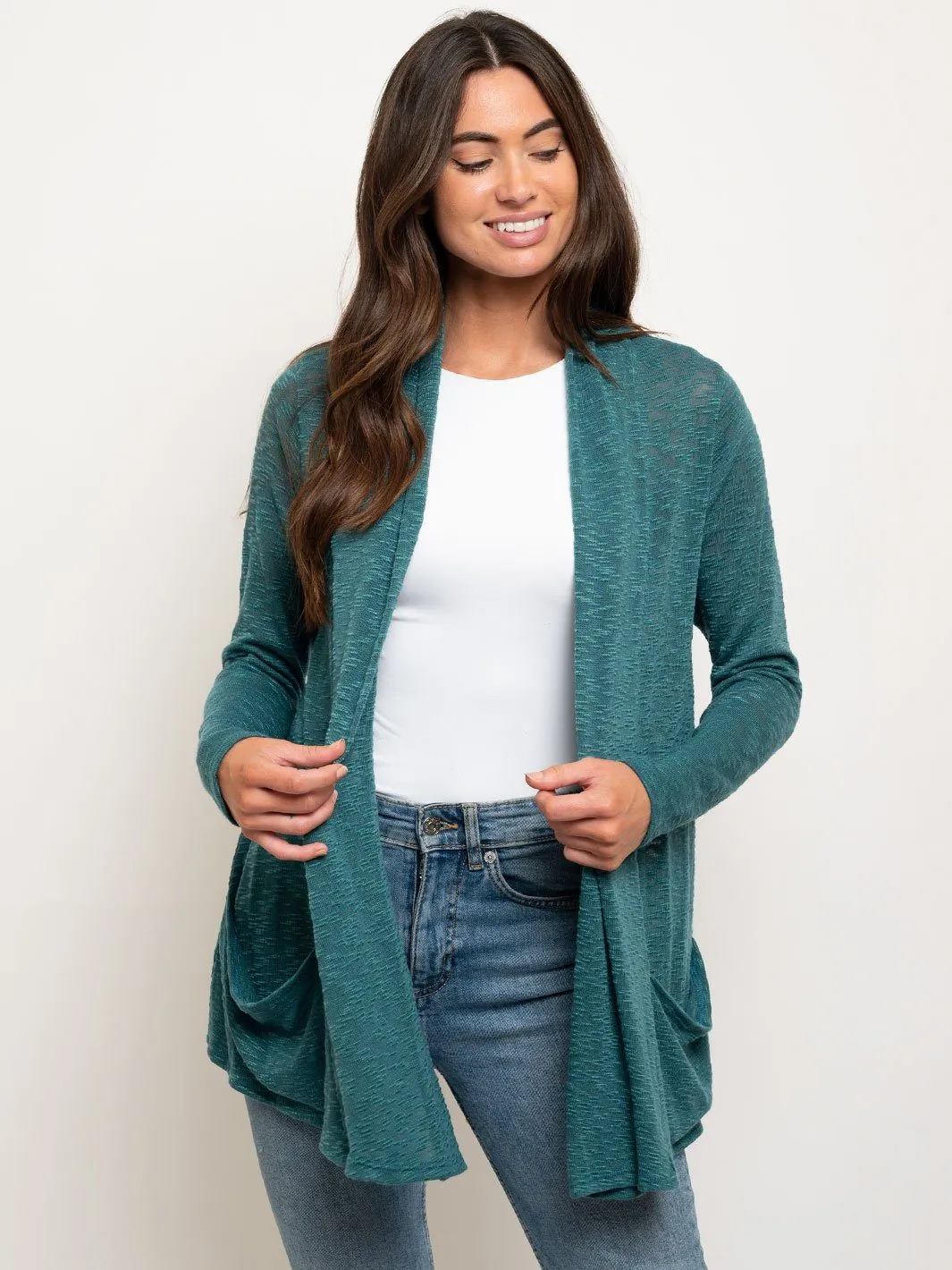 WOMEN'S LONG SLEEVE POCKETS CARDIGAN