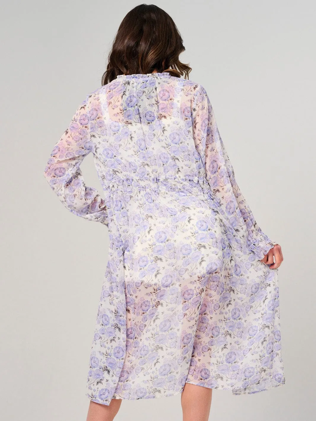 WOMEN'S LONG SLEEVE SELF TIE FLORAL KIMONO